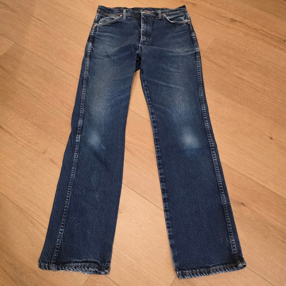 Wrangler 937STR Cowboy Cut Slim Fit Jeans Dark Wash Mens fits 31x32 Straight Leg